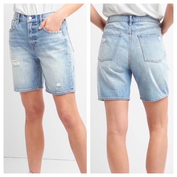 Gap Distressed 7 Inch High Rise Jean Shorts Sz 26 - Picture 1 of 13